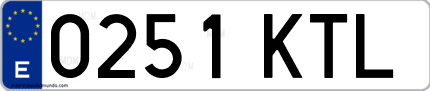 Ejemplo de matrícula de coche ordinaria 0251 KTL