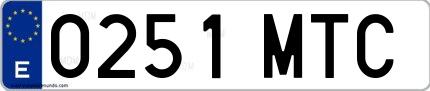 Ejemplo de matrícula española 0251 MTC