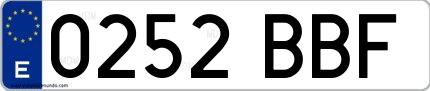 Ejemplo de matrícula española 0252 BBF