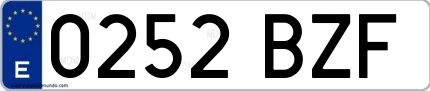 Ejemplo de matrícula española 0252 BZF