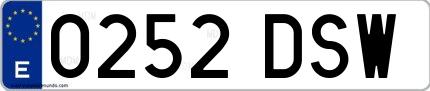 Ejemplo de matrícula española 0252 DSW
