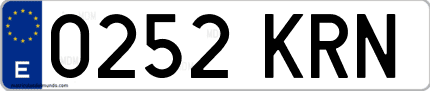 Ejemplo de matrícula de coche ordinaria 0252 KRN
