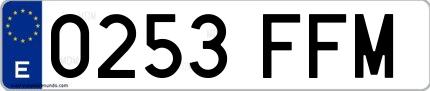 Ejemplo de matrícula española 0253 FFM