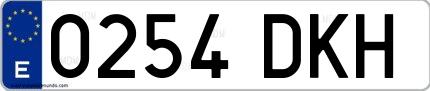 Ejemplo de matrícula española 0254 DKH