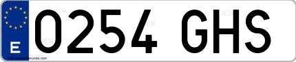 Ejemplo de matrícula española 0254 GHS