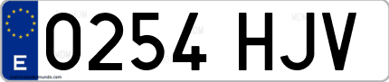 Ejemplo de matrícula de coche ordinaria 0254 HJV