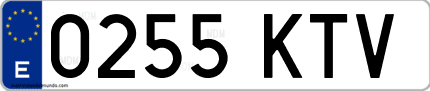Ejemplo de matrícula de coche ordinaria 0255 KTV