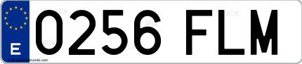 Ejemplo de matrícula española 0256 FLM