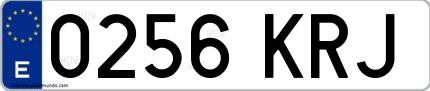 Ejemplo de matrícula española 0256 KRJ