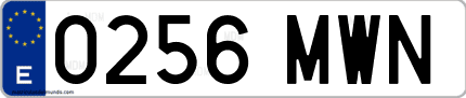Ejemplo de matrícula de coche ordinaria 0256 MWN