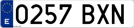 Ejemplo de matrícula de coche ordinaria 0257 BXN