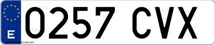 Ejemplo de matrícula española 0257 CVX