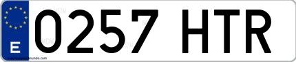 Ejemplo de matrícula española 0257 HTR