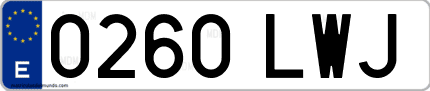 Ejemplo de matrícula de coche ordinaria 0260 LWJ