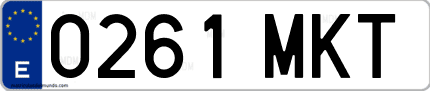 Ejemplo de matrícula de coche ordinaria 0261 MKT