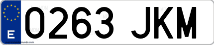 Ejemplo de matrícula de coche ordinaria 0263 JKM