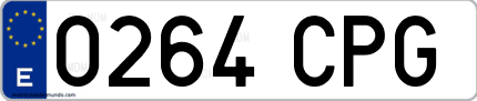 Ejemplo de matrícula de coche ordinaria 0264 CPG