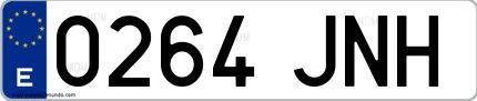 Ejemplo de matrícula española 0264 JNH
