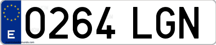Ejemplo de matrícula de coche ordinaria 0264 LGN