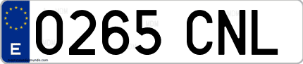 Ejemplo de matrícula de coche ordinaria 0265 CNL