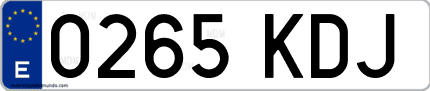 Ejemplo de matrícula de coche ordinaria 0265 KDJ