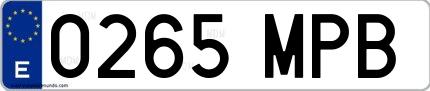 Ejemplo de matrícula española 0265 MPB