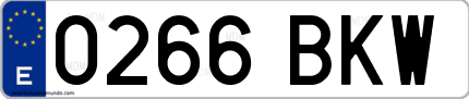 Ejemplo de matrícula de coche ordinaria 0266 BKW