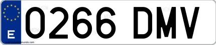 Ejemplo de matrícula española 0266 DMV