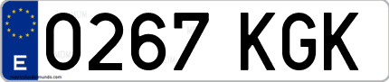 Ejemplo de matrícula de coche ordinaria 0267 KGK