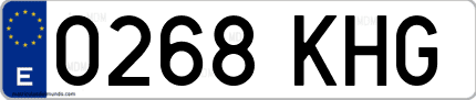 Ejemplo de matrícula de coche ordinaria 0268 KHG