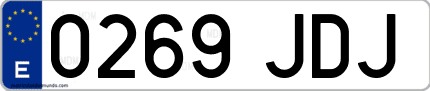 Ejemplo de matrícula de coche ordinaria 0269 JDJ