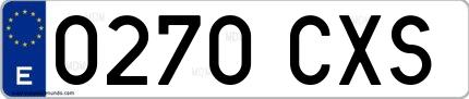 Ejemplo de matrícula española 0270 CXS