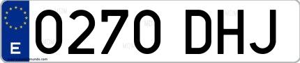 Ejemplo de matrícula española 0270 DHJ