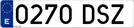 Ejemplo de matrícula española 0270 DSZ