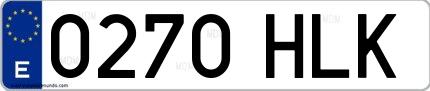 Ejemplo de matrícula española 0270 HLK