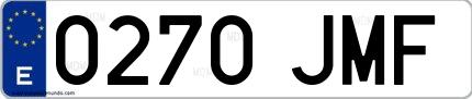 Ejemplo de matrícula española 0270 JMF