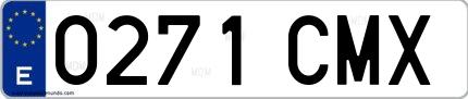 Ejemplo de matrícula española 0271 CMX