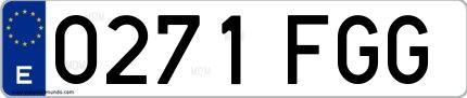 Ejemplo de matrícula española 0271 FGG