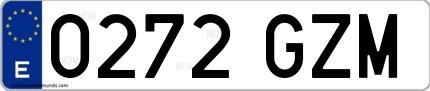 Ejemplo de matrícula española 0272 GZM