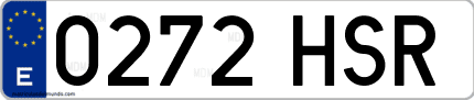 Ejemplo de matrícula de coche ordinaria 0272 HSR
