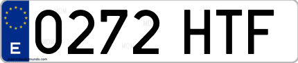 Ejemplo de matrícula de coche ordinaria 0272 HTF