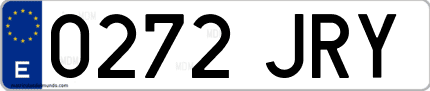 Ejemplo de matrícula de coche ordinaria 0272 JRY