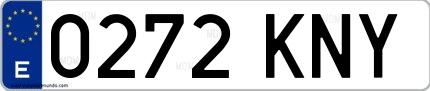 Ejemplo de matrícula española 0272 KNY