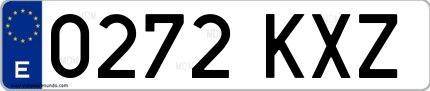 Ejemplo de matrícula española 0272 KXZ