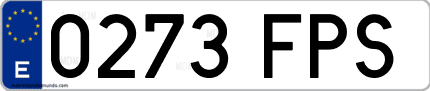 Ejemplo de matrícula de coche ordinaria 0273 FPS
