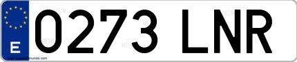 Ejemplo de matrícula española 0273 LNR