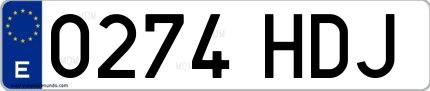 Ejemplo de matrícula española 0274 HDJ