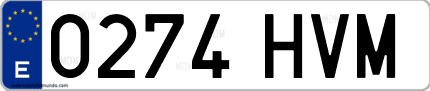 Ejemplo de matrícula de coche ordinaria 0274 HVM