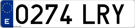 Ejemplo de matrícula de coche ordinaria 0274 LRY