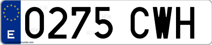 Ejemplo de matrícula de coche ordinaria 0275 CWH